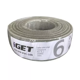 Szerelési kábel iGET CAT6 UTP PVC Eca 100m/doboz, vezetékes kábel, Eca tűzveszélyességi osztályba sorolva.