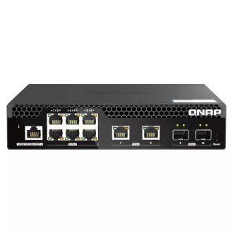 QNAP menedzselt switch QSW-M2106R-2S2T (6x 2.5GbE RJ45, 2x 10GbE RJ45, 2x 10GbE SFP , kis szélesség)
