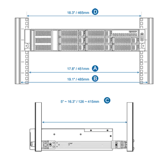 QNAP Rail Kit, 126 ~ 415 mm-es rackoszlop-tartó 1U/2U/3U rövid mélységű rackbe szerelhető QNAP modellhez