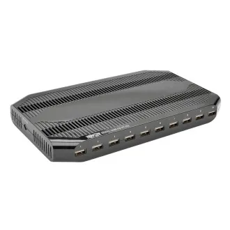 USB töltőállomás tárolóhellyel, kimenet 10x 12V, 8A, 96W, Schuko tápkábellel