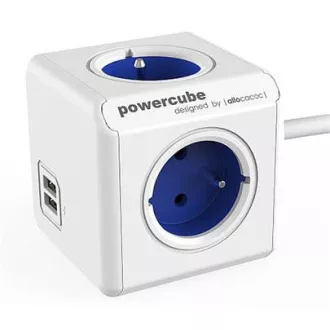 Aljzathosszabbítás. PowerCube EXTENDED USB, kék, 4 aljzat, 2x USB, 1,5 m kábel