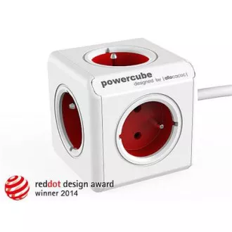 Aljzathosszabbítás. PowerCube EXTENDED, piros, 5 aljzat, 1,5 m kábel