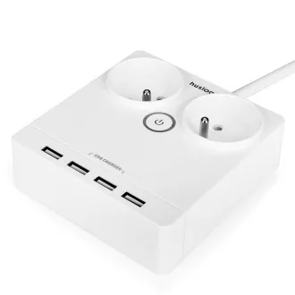 Töltőállomás Huslog 12W 2xcsatlakozó, 4xUSB fehér