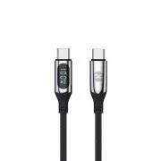 Adatkábel LCD-vel Forever USB-C/USB-C 1m 100W fekete