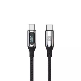 Adatkábel LCD-vel Forever USB-C/USB-C 1m 100W fekete