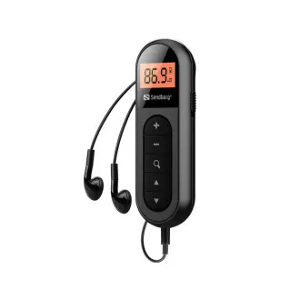 Sandberg Pocket FM rádió Recharge, újratölthető akkumulátorral, kijelzővel, fekete színű