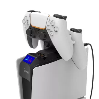 iPega P5S016 Dupla töltő dokkoló headset és kontroller tartóval PS5 Slim fehér színű PS5 Slimhez