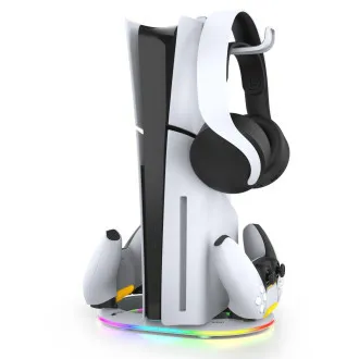iPega P5S045 Függőleges töltőállvány RGB-vel PS5/PS5 Slim fehér színhez iPega P5S045 Függőleges töltőállvány RGB-vel PS5/PS5 Slim fehér színhez