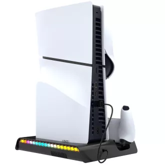 iPega P5S006 Többfunkciós újratölthető RGB állvány hűtéssel a PS5 Slimhez Fekete
