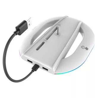 iPega P5S035SA Függőleges állvány (2xUSB-A) RGB-vel PS5 Slim/PS5 Pro fehér színhez iPega P5S035SA Függőleges állvány (2xUSB-A) RGB-vel PS5 Slim/PS5 Pro fehér színhez