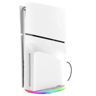 iPega P5S035SA Függőleges állvány (2xUSB-A) RGB-vel PS5 Slim/PS5 Pro fehér színhez iPega P5S035SA Függőleges állvány (2xUSB-A) RGB-vel PS5 Slim/PS5 Pro fehér színhez
