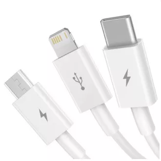Baseus CAMLTYS-02 Superior Gyors töltő adatkábel 3in1 USB-C, Lightning, MicroUSB 1.5m Fehér
