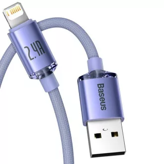Baseus CAJY000005 Crystal Shine sorozatú adatkábel USB - Lightning 20W 1.2m lila