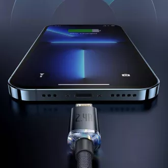Baseus CAJY000005 Crystal Shine sorozatú adatkábel USB - Lightning 20W 1.2m lila