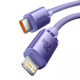 Baseus CAJY000205 Crystal Shine sorozatú adatkábel USB-C - Lightning 20W 1.2m lila
