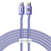 Baseus CAJY000705 Crystal Shine sorozatú adatkábel USB-C - USB-C 100W 2m Lila