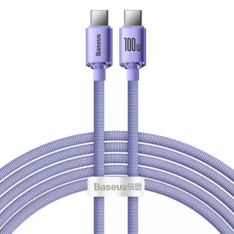 Baseus CAJY000705 Crystal Shine sorozatú adatkábel USB-C - USB-C 100W 2m Lila