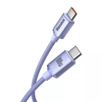 Baseus CAJY000705 Crystal Shine sorozatú adatkábel USB-C - USB-C 100W 2m Lila