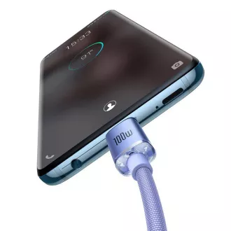 Baseus CAJY000705 Crystal Shine sorozatú adatkábel USB-C - USB-C 100W 2m Lila