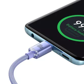 Baseus CAJY000705 Crystal Shine sorozatú adatkábel USB-C - USB-C 100W 2m Lila