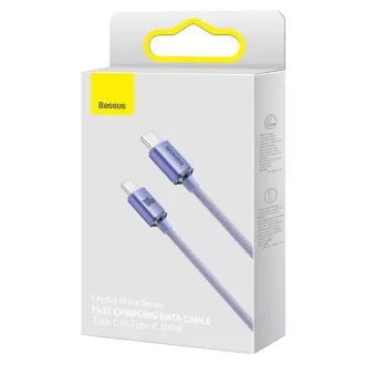 Baseus CAJY000705 Crystal Shine sorozatú adatkábel USB-C - USB-C 100W 2m Lila