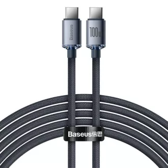 Baseus CAJY000701 Crystal Shine sorozatú adatkábel USB-C - USB-C 100W 2m Fekete