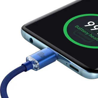 Baseus CAJY000703 Crystal Shine sorozatú adatkábel USB-C - USB-C 100W 2m kék