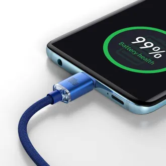 Baseus CAJY000703 Crystal Shine sorozatú adatkábel USB-C - USB-C 100W 2m kék