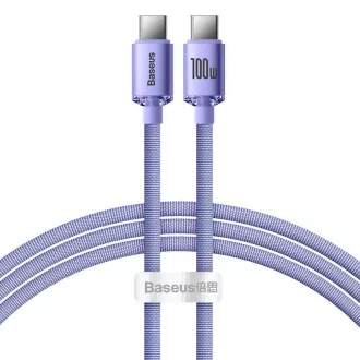 Baseus CAJY000605 Crystal Shine sorozatú adatkábel USB-C - USB-C 100W 1.2m lila