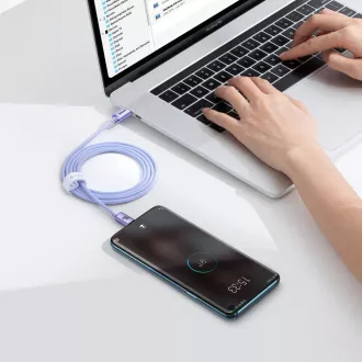 Baseus CAJY000605 Crystal Shine sorozatú adatkábel USB-C - USB-C 100W 1.2m lila