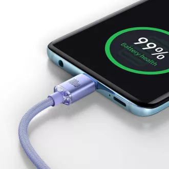 Baseus CAJY000605 Crystal Shine sorozatú adatkábel USB-C - USB-C 100W 1.2m lila