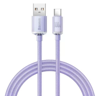 Baseus CAJY000405 Crystal Shine sorozatú adatkábel USB - USB-C 100W 1.2m lila Baseus CAJY000405 Crystal Shine sorozatú adatkábel USB - USB-C 100W 1.2m lila
