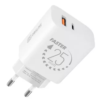 Csomag:ME utazási töltő USB-A   USB-C 25W fehér