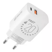 CSOMAG:ME utazási töltő USB-A   USB-C 20W Fehér