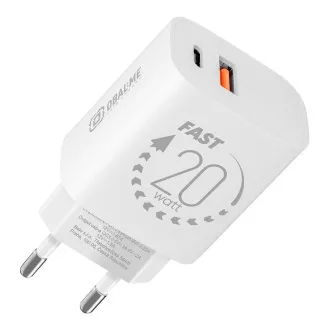 CSOMAG:ME utazási töltő USB-A   USB-C 20W Fehér