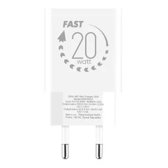 CSOMAG:ME utazási töltő USB-A   USB-C 20W Fehér