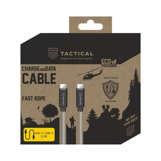 Taktikai gyors kötél Aramid kábel USB-C/USB-C 100W 20V/5A 0.3m szürke