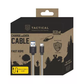 Taktikai gyors kötél Aramid kábel USB-A/USB-C 0.3m szürke