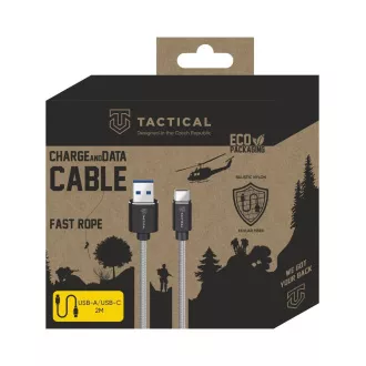 Taktikai gyorskötél aramid kábel USB-A/USB-C 2m szürke