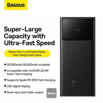 Baseus Power bank Star-Lord 30000 mAh 22,5W USB/USB-C fekete
