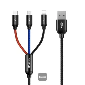 Baseus adatkábel 3in1 microUSB   villám   USB-C 1.2m 3.5A