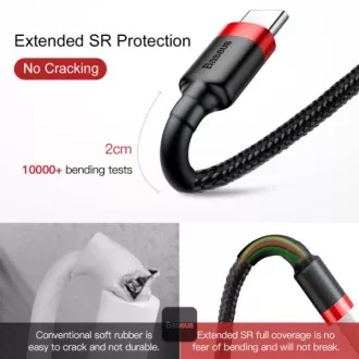 Baseus adatkábel Cafule USB-C 2m 2A piros-fekete Baseus adatkábel Cafule USB-C 2m 2A piros-fekete