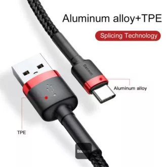 Baseus adatkábel Cafule USB-C 2m 2A piros-fekete Baseus adatkábel Cafule USB-C 2m 2A piros-fekete