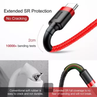 Baseus adatkábel Cafule USB-C 2m 2A piros
