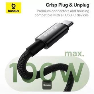 Baseus Data mágneses kábel Tungsten Gold USB-C/USB-C 1m 100W fekete