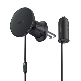 Baseus mágneses rácsos tartó USB-A 15W 25W töltővel fekete színű Baseus mágneses rácsos tartó USB-A 15W 25W töltővel fekete színű