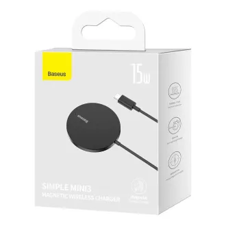 Baseus Simple Mini3 15W USB-C vezeték nélküli töltő fekete színben