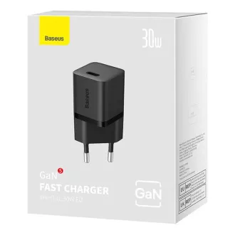 Baseus GaN5 Mini 30W EU fekete gyorstöltő Baseus GaN5 Mini 30W EU fekete gyorstöltő