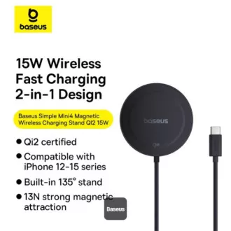 Baseus vezeték nélküli mágneses töltőpad Simple Mini4 Qi2 15W fekete