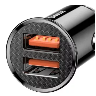 Baseus autós gyorstöltő 2xUSB QC3.0 30W fekete